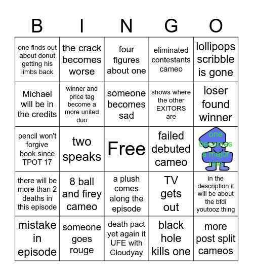 TPOT 19 Bingo Card