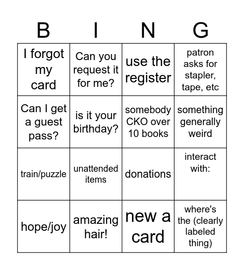 Special Edition Bingo Card
