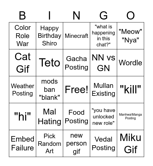 General Network Bingo Card