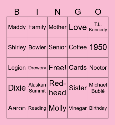Shirley's 75th Birthday Bingo Card