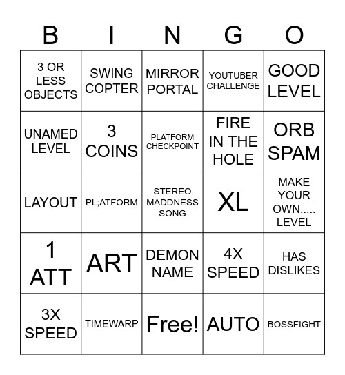 GD RECENT TAB Bingo Card