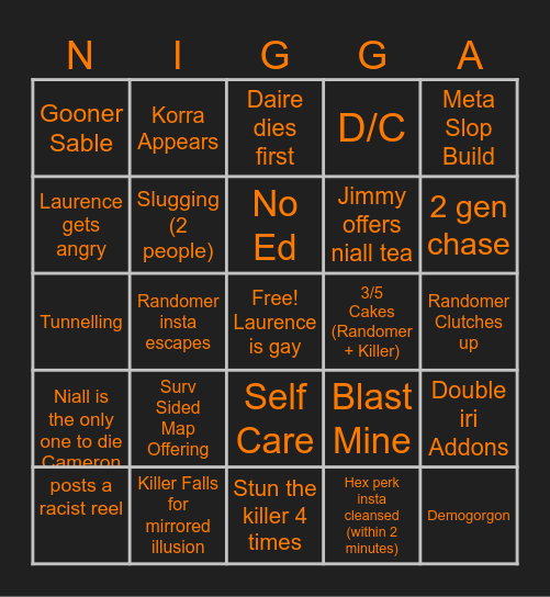 DBD Bingo Card