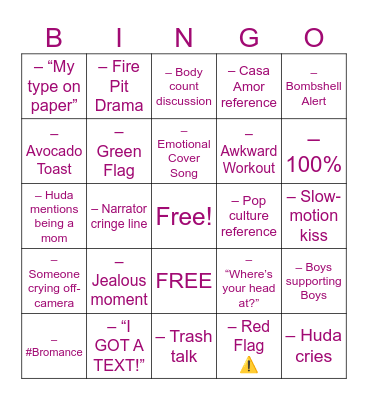 🌴 LOVE ISLAND 🌴 Bingo Card