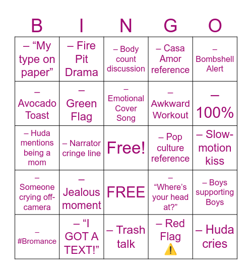 🌴 LOVE ISLAND 🌴 Bingo Card