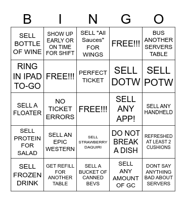 SERVER BINGO Card