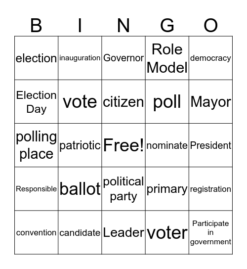 Election Bingo! Bingo Card