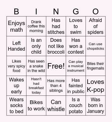 Human Bingo 1 Bingo Card