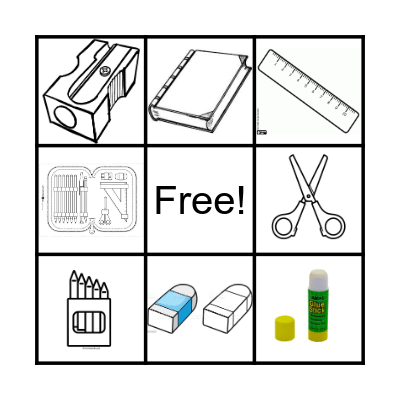 SCHOOL OBJECTS BINGO Card