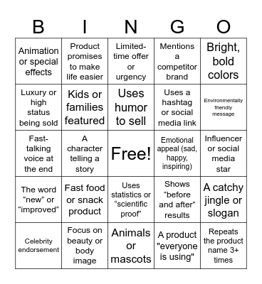 AD Bingo Card