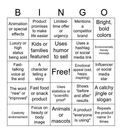 AD Bingo Card