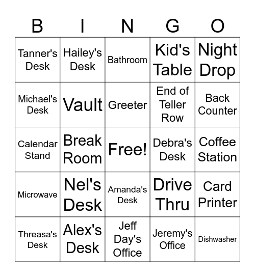 Where's that cup? Bingo Card