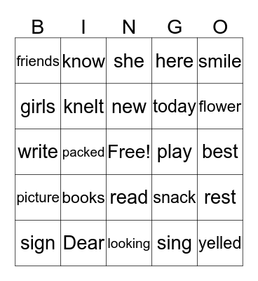 Two Best Friends Bingo Card