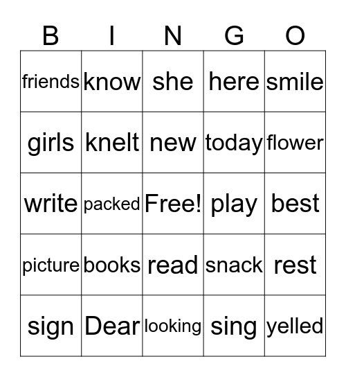 Two Best Friends Bingo Card