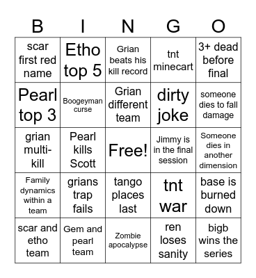 Life Series 7 Bingo Card