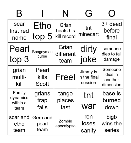 Life Series 7 Bingo Card