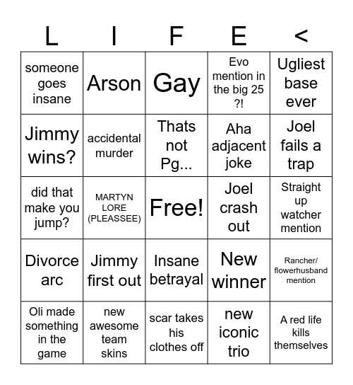 Life series s7 BINGO Card