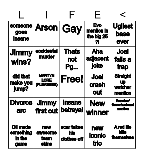 Life series s7 BINGO Card