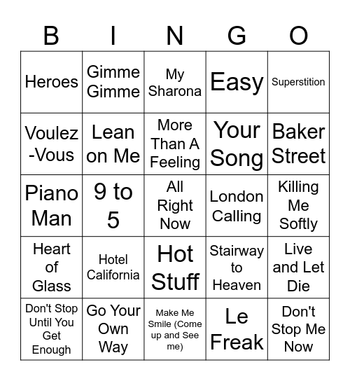 2025 - 70s Bingo Card
