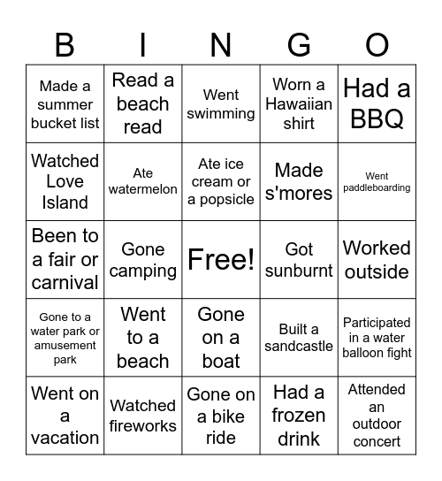 Camp YEPS BINGO Card