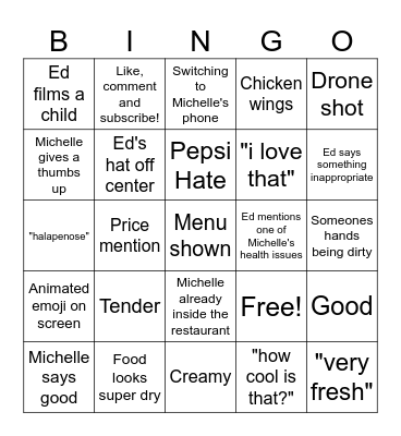 The Great Indoors with Ed and Michelle BINGO Card