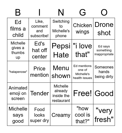 The Great Indoors with Ed and Michelle BINGO Card