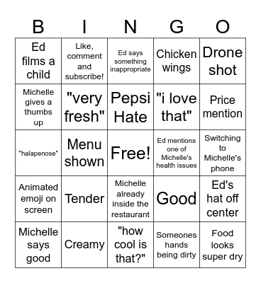 The Great Indoors with Ed and Michelle BINGO Card