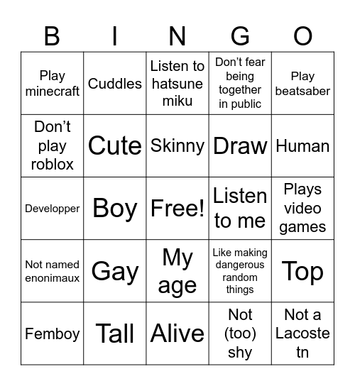 Best bf Bingo Card