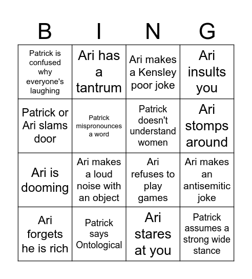 Observing Ratz Bingo Card