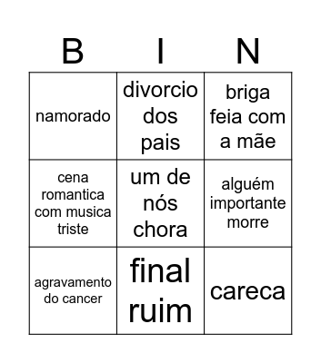 a culpa é dos casal Bingo Card