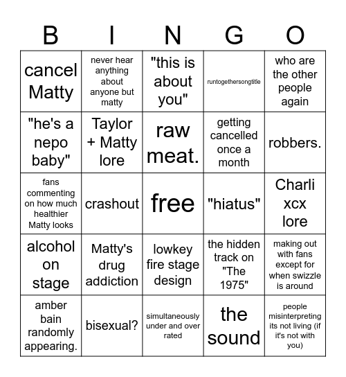 the 1975 Bingo Card
