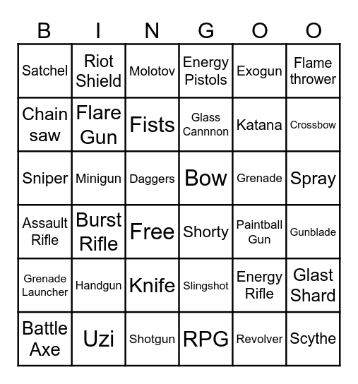Roblox Rivals Bingo Card