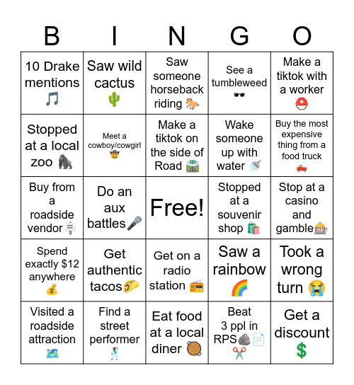 Scum Road-trip Bingo Card