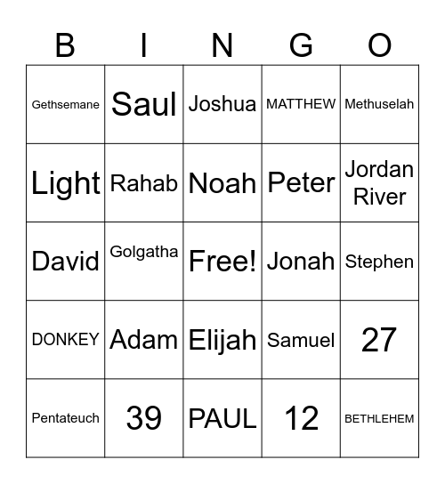 BIBLE BINGO Card