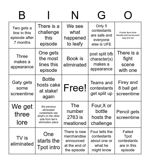 TPOT 19 BINGO CARD Bingo Card