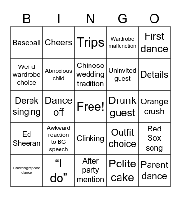 Wedding Bingo Card