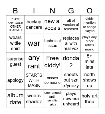 CHINA LP BINGO Card