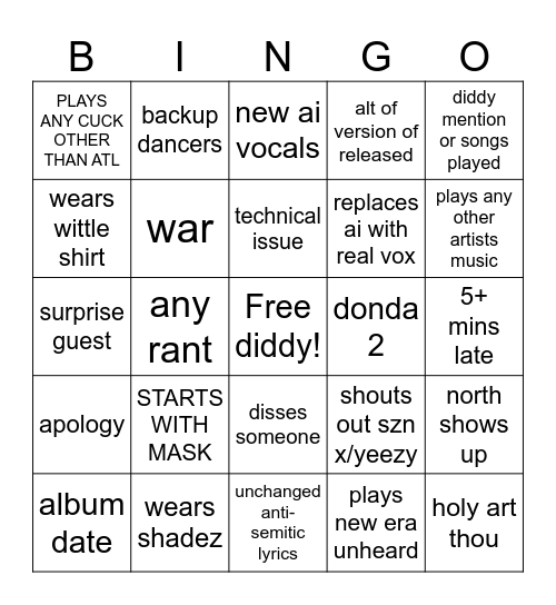 CHINA LP BINGO Card