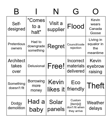 Grand Designs Bingo Card