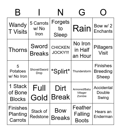 Iron Grind Bingo Card