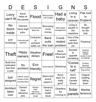 Grand Designs Bingo (Expanded) Bingo Card