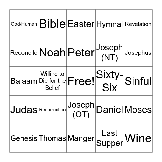 Christian Beliefs Bingo Card
