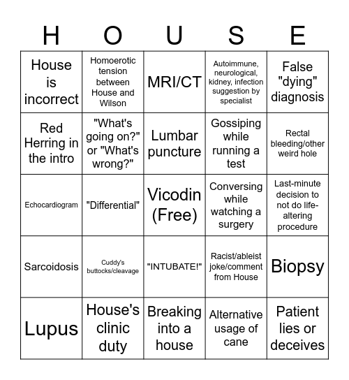 House Bingo Card
