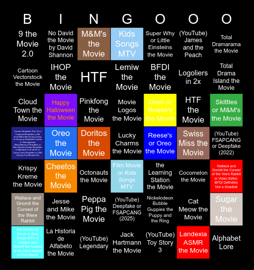 Light Bulb Film Cinema Bingo Card