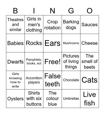 Abominations un to nuggan Bingo Card
