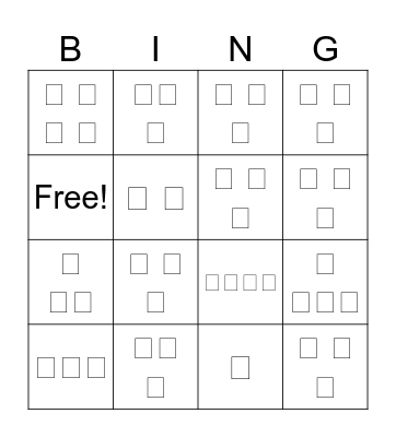 Music Value Bingo Card