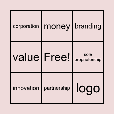 Business Idea and Market Branding Bingo Card