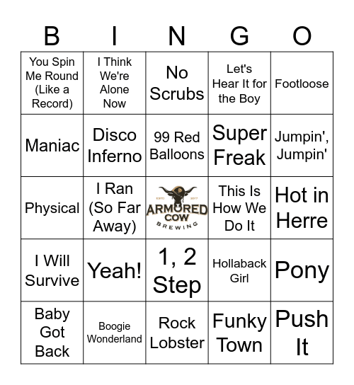 Skating Rink Tunes Bingo Card