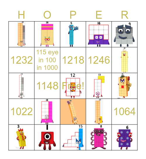 Number blocks Bingo Card