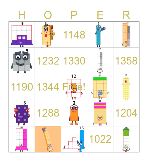 Number blocks Bingo Card