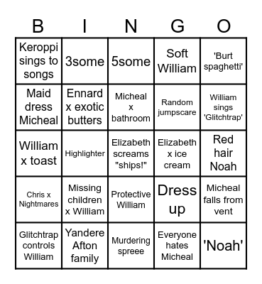 FNAF GACHA Bingo Card